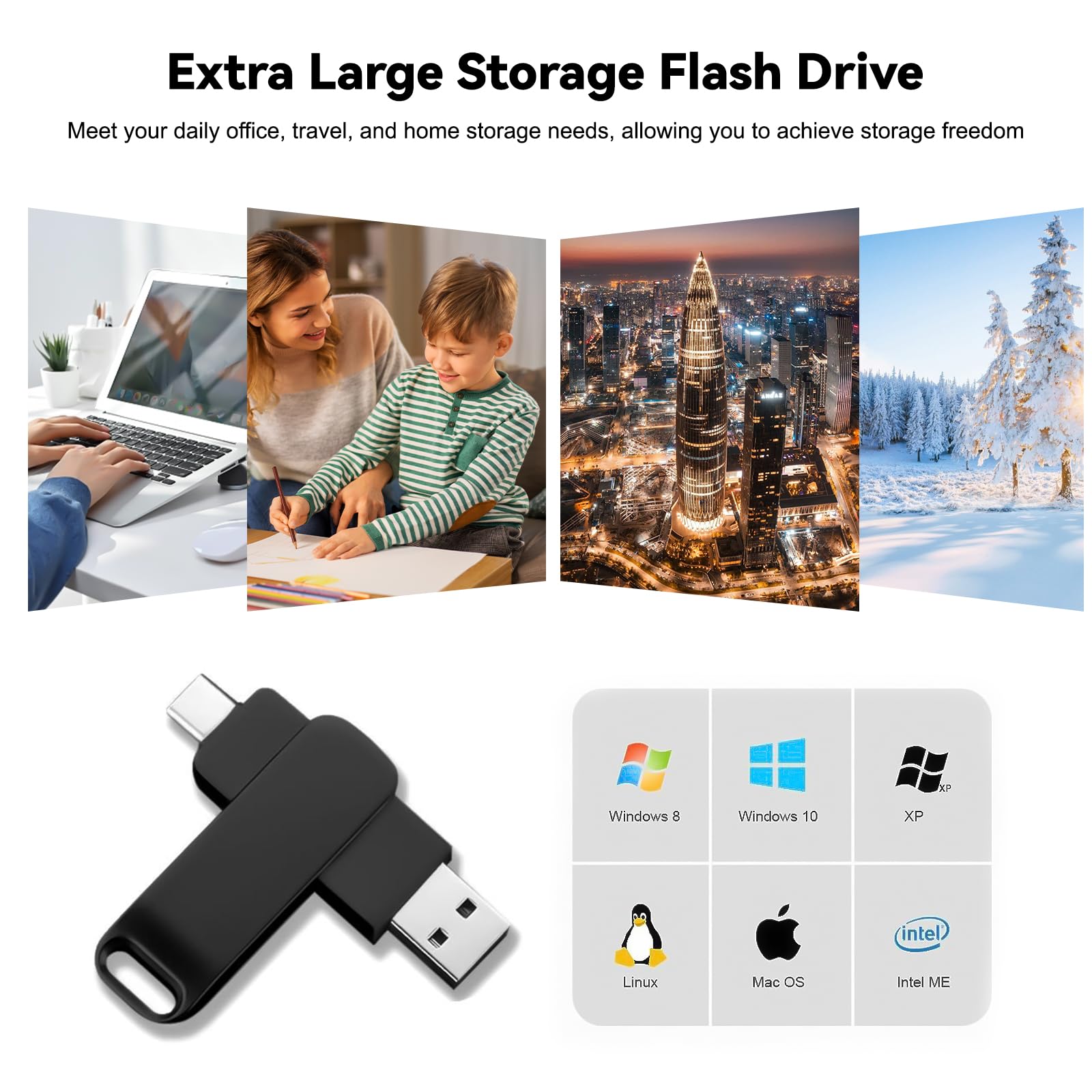 Chiavetta USB C Pen Drive 128GB 2 in 1 USB-C Flash Drive per PC e Telefono