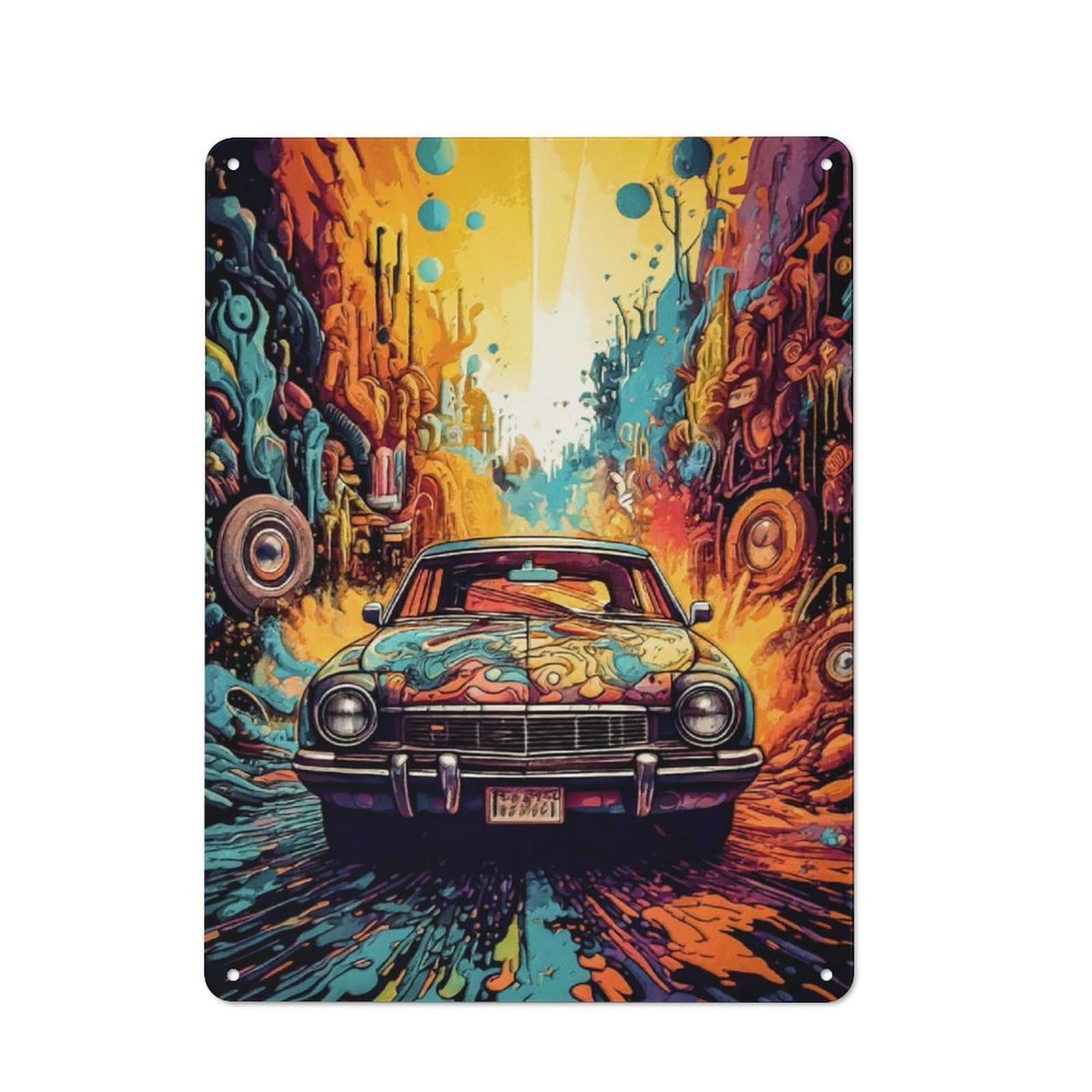 Junmoney Car Drive Retro Metal Plaque 40X30cm Featuring For Garage Wall, A Winter Wall Decor Update For Workshop Decor Fans