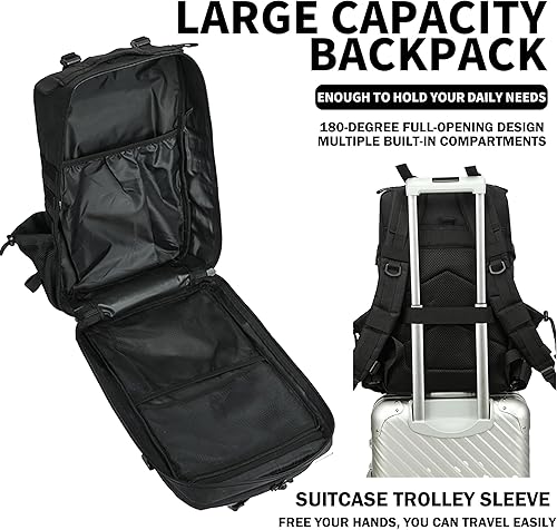 Miniatura 5 de Mochila táctica militar 45L/25L de 3 días de asalto Molle Mochila de día Mochila de senderismo para hombres y mujeres Negro-2,Verde