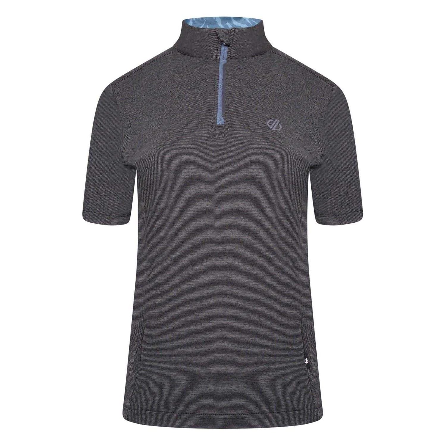 Dare 2b Pedal Through It Womens Cycling T-Shirt Q-WIC Plus Lightweight Fabric with Odour Repellent and Reflective Print Details - Half Venting Zip- Sport t-Shirt