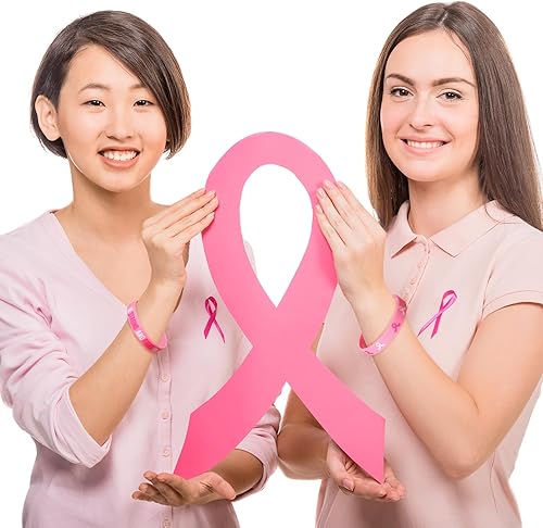 Miniatura 5 de Aoriher 60 pulseras de silicona para concientización sobre el cáncer de mama, con cinta rosa a granel, pulseras de silicona para concientización