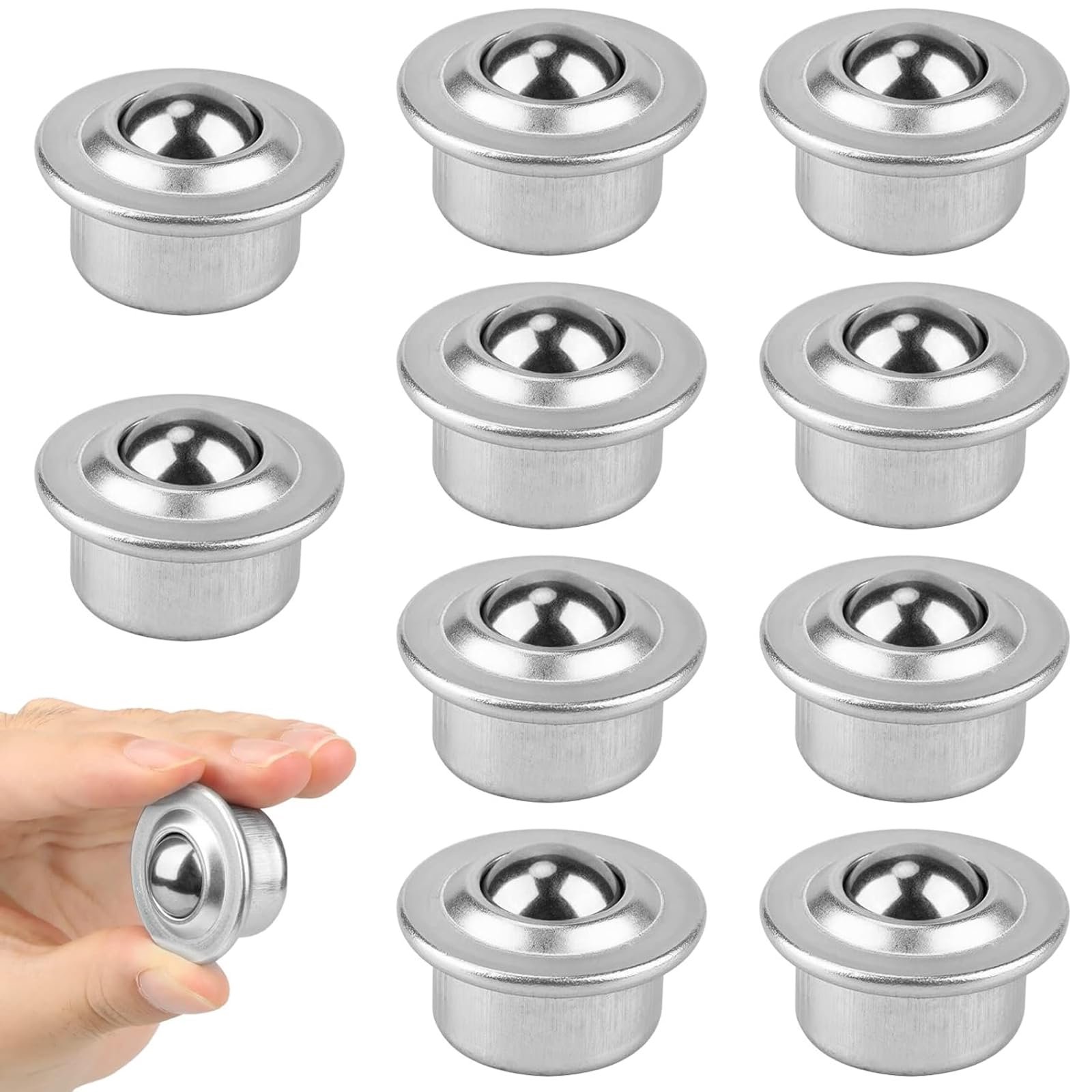 8 Pezzi Ruote A Sfera Per Trasferimento - Unit&aacute; Con Cuscinetti, Carico 10-15kg Cadauna, Argento