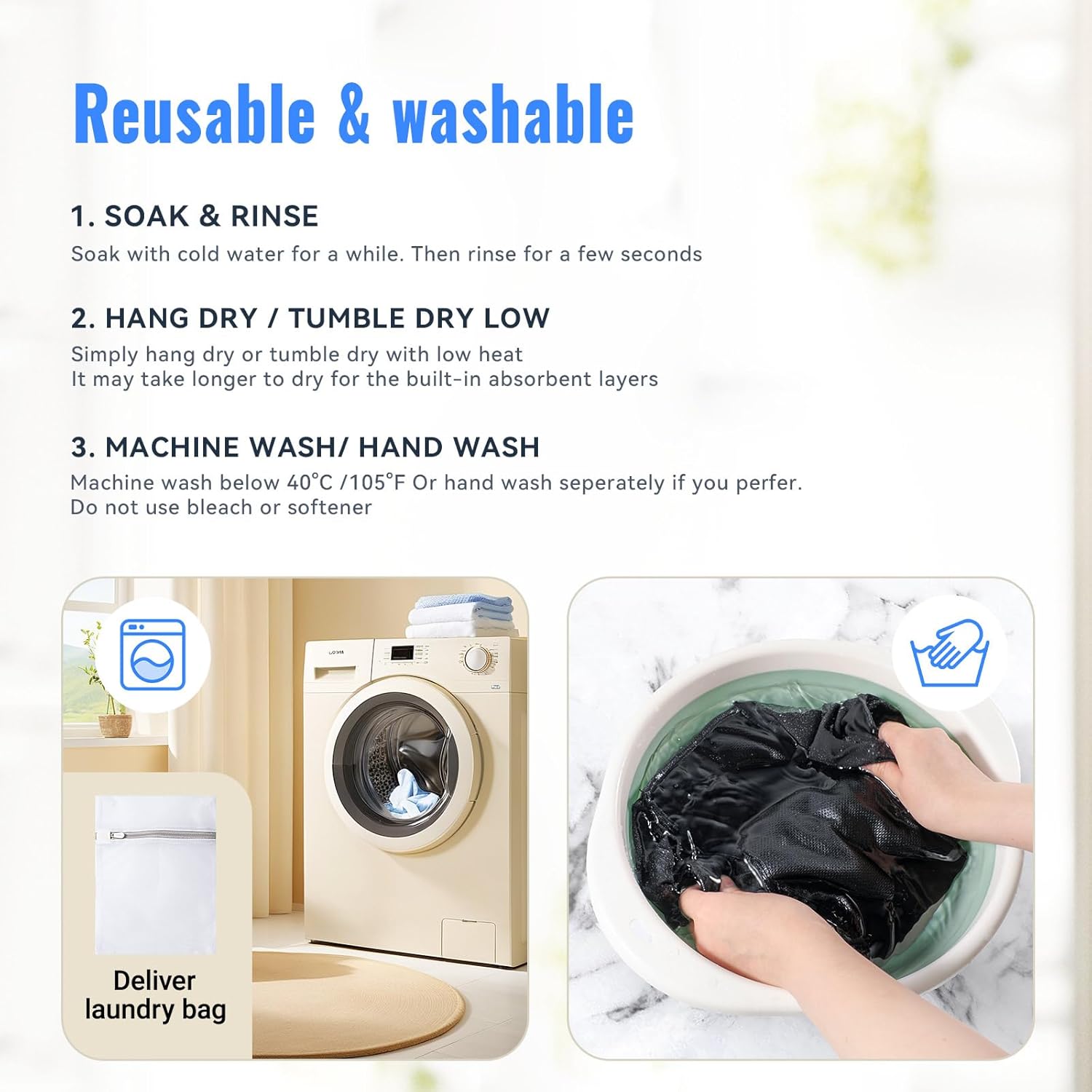 Carer Incontinence Underwear for Men Washable with Front Fly Mens Incontinence Boxer Briefs with Front Absorbent 150ML Reusable Leak Proof Underwear for Men 2 Pack Black, Large - Image 5