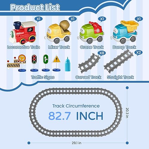 Miniatura 2 de Juego de tren eléctrico para niños pequeños con sonido y luces, juguetes de tren de conexión magnética con pistas y señales de tráfico, regalo de