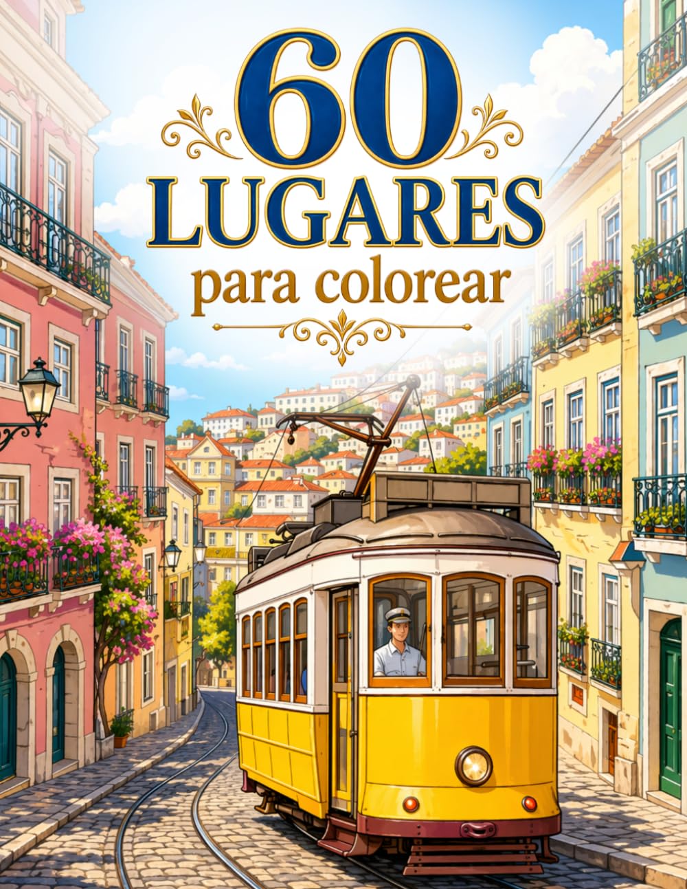 60 Lugares Para Colorear, Libro de Colorear Para Adultos: 60 Dibujos de Ciudades, Monumentos y Paisajes Icónicos Para Relajarte y Disfrutar Coloreando