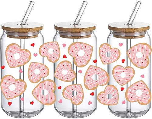 Transferencia de envoltura de vidrio UV DTF Sublimación Corazón Craft Wrap Transfers Calcomanía de San Valentín calcomanía impermeable para vasos