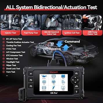 iCarsoft CR Pro+ All System Diagnostic Bidirectional Scan Tool for All Cars, 49 Resets+46 Extra Services+Active Test OBD2 Scanner+ECU Coding for BMW/Audi/VW-Oil/ETC/EPB/BMS/TPMS, etc. Free Update