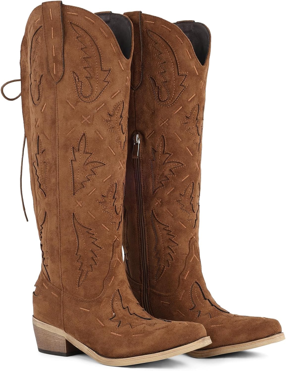 FancyQueen Faux Fur Boots for Women Knee High Furry Heel Boots Fashion Pointed Toe Snow Winter Boot Warm Women Boot - Image 6