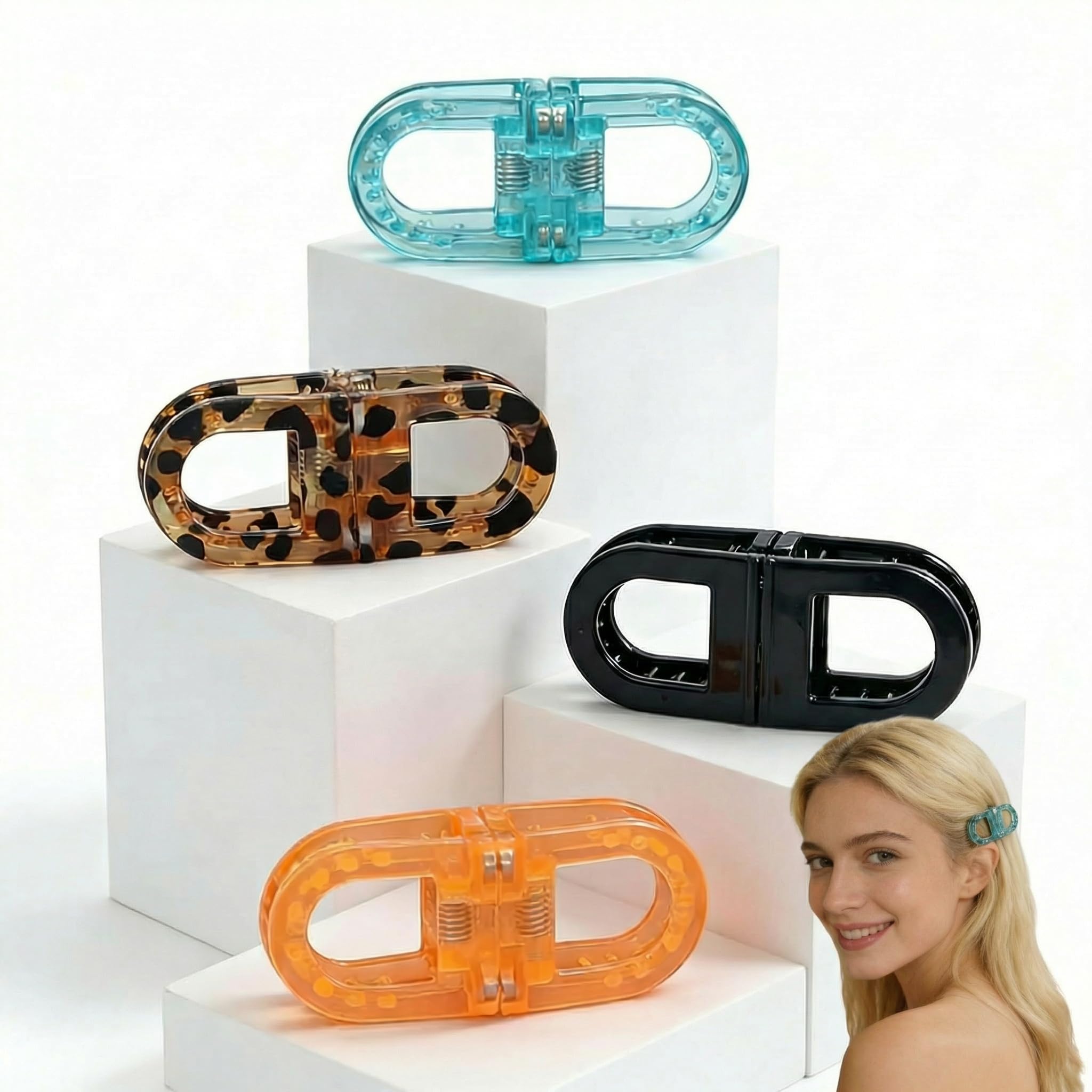 KYWYOYOU Magnetic Hair Clips, 4 Pack No-Slip Auto-Closure Hair Styling Clips for Women and Girls, Compact Portable Bow Design, Durable Material for