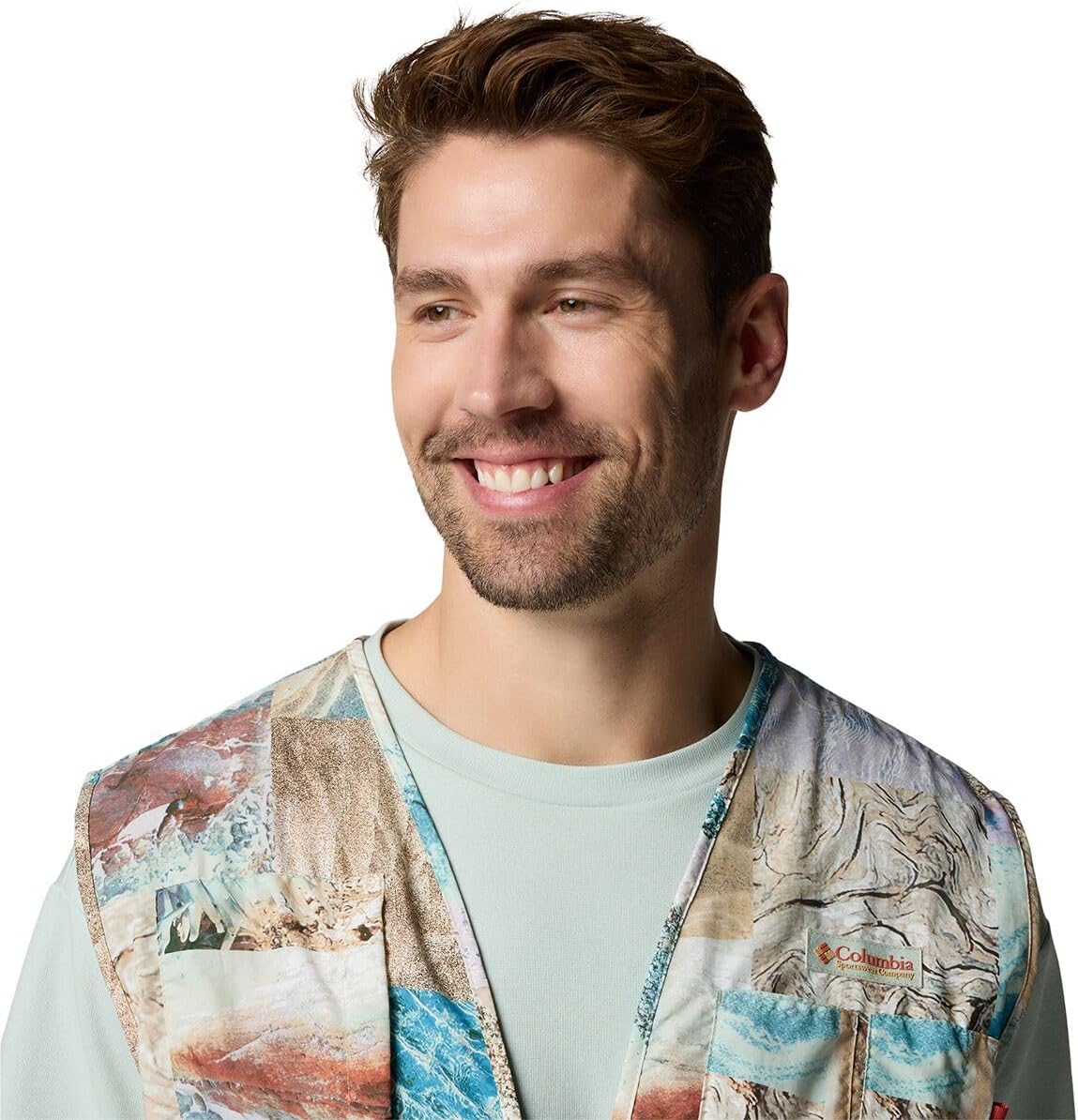 Columbia, Cove Beach Printed Vest - Men's, Cool Green Coastal, L