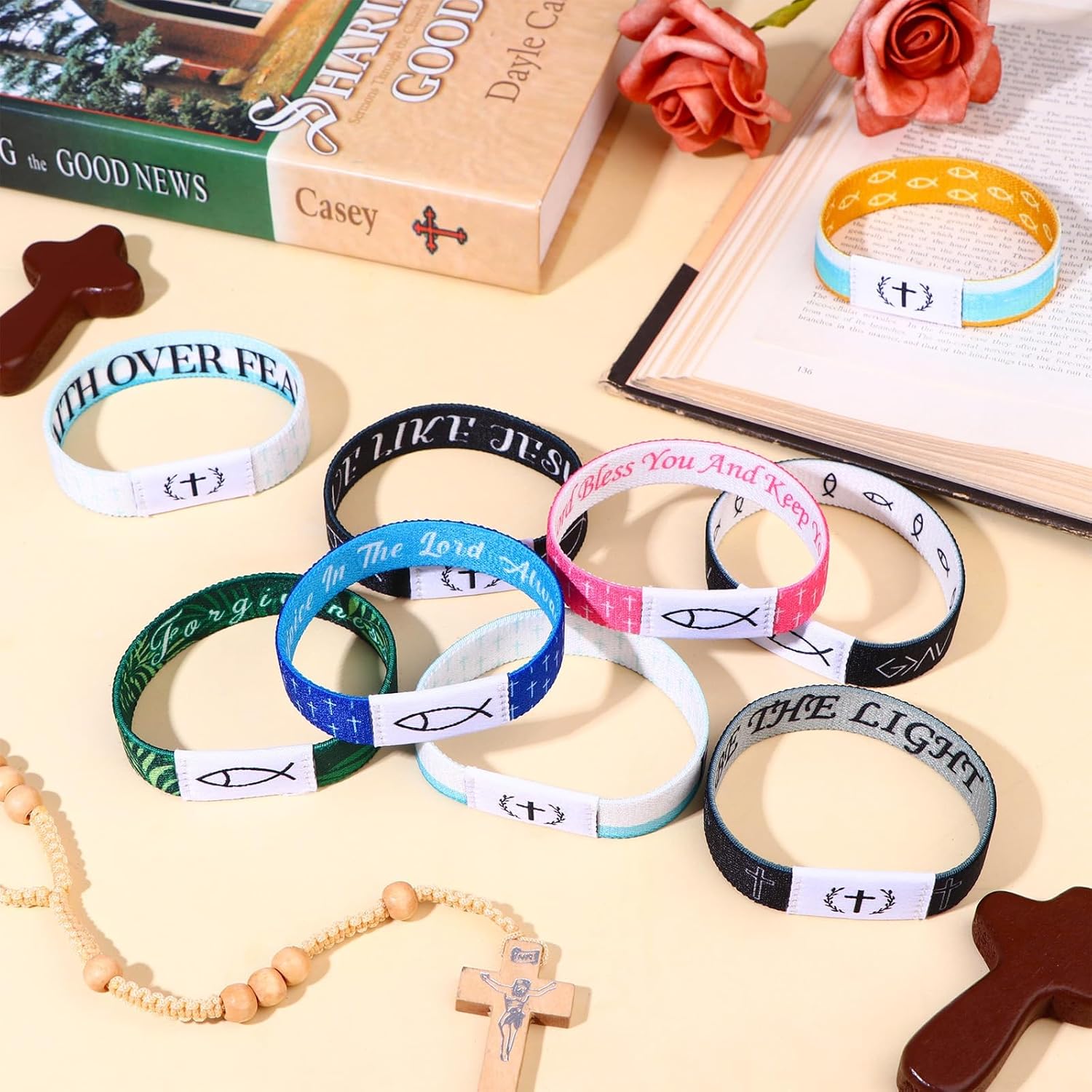 16 Pack Daily Wearable Bible Verse Scan Bracelets with NFC 8 Designs Inspirational Tap to Pray Bracelet Spiritual Quotes Religious Elastic Christian Wristband Gifts for Women Men Teens Birthday - Image 5
