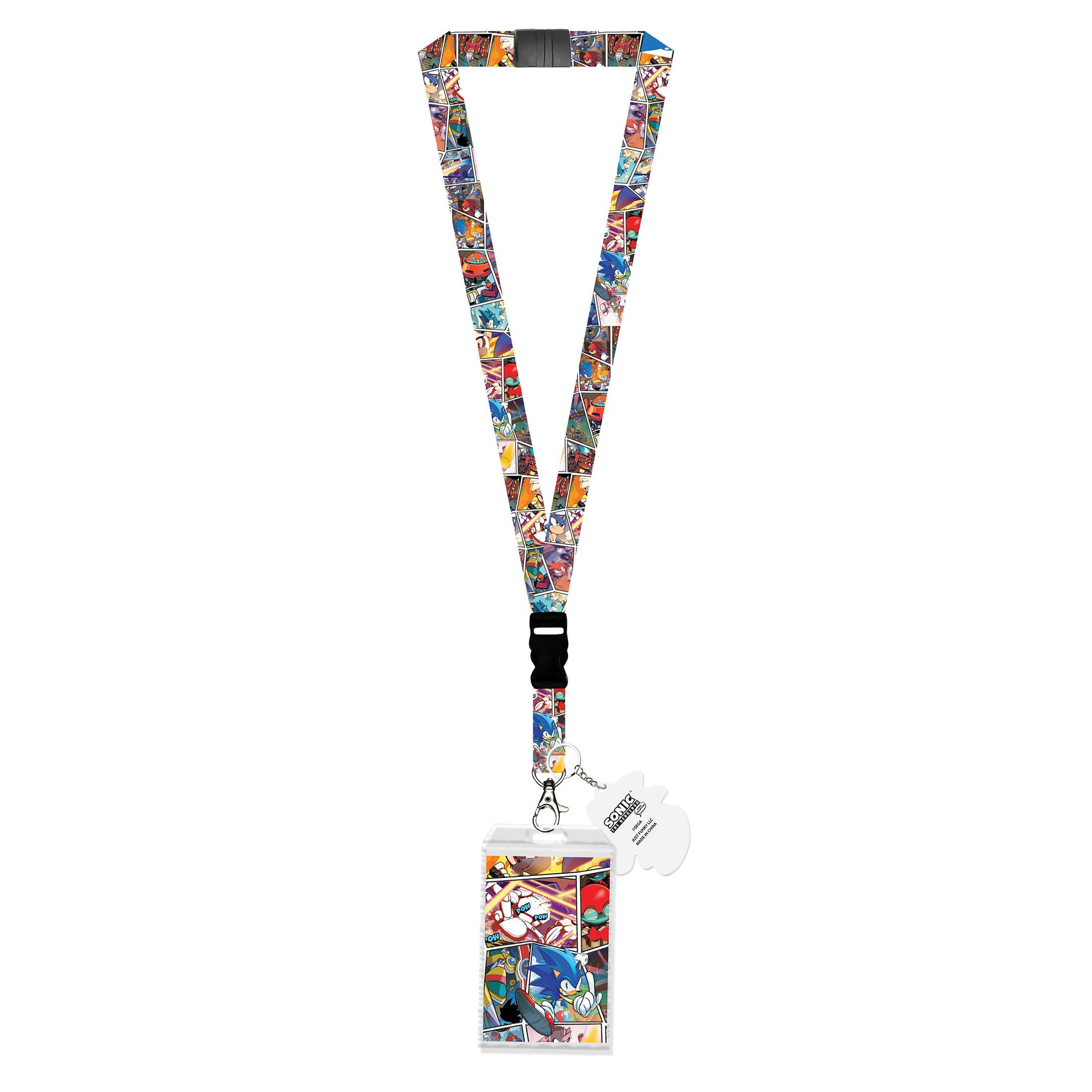 Cordon Porte-badge Sonic – Breloque En Caoutchouc Et Autocollant Inclus, Licence Officielle