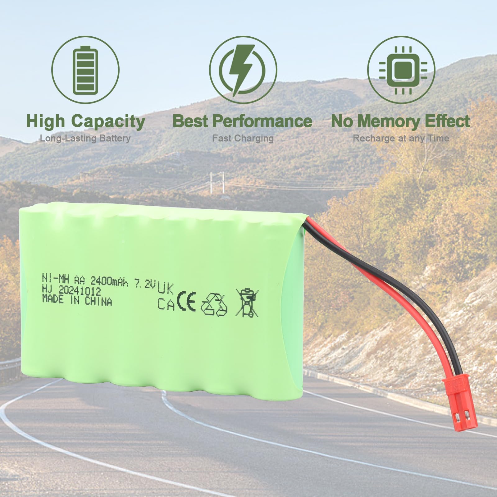 Batteria ricaricabile MXJFYY 7,2 V 2400 mAh NI-MH con spina JST, batteria AA per RC Monster Truck, camion telecomandati, bulldozer RC, utensili elettrici, camion da costruzione