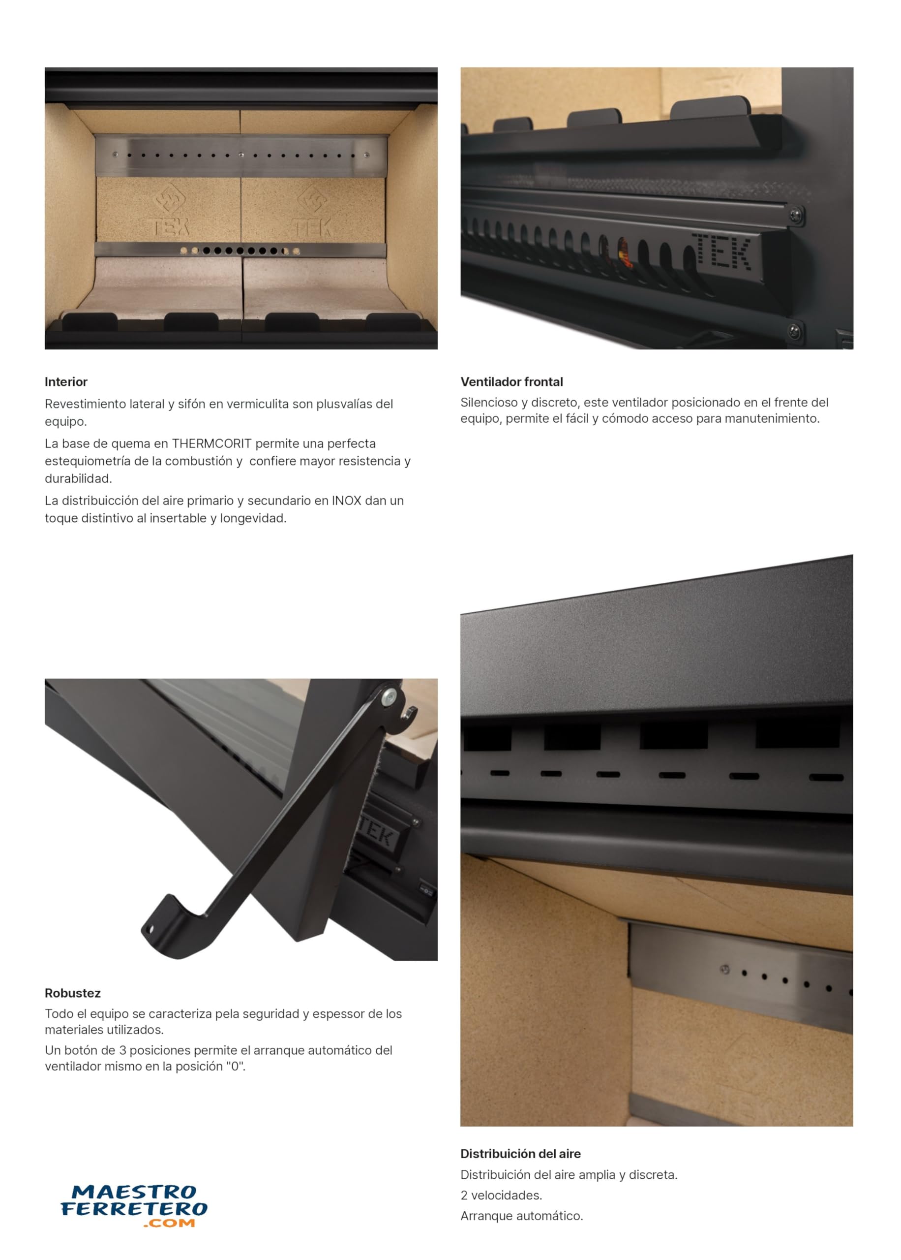 Insertable de leña Artek Vision 90 – Recuperador de calor 10,4 kW Rendimiento 75% Calienta hasta 374 m³ Acero reforzado Vermiculita Cristal panorámico