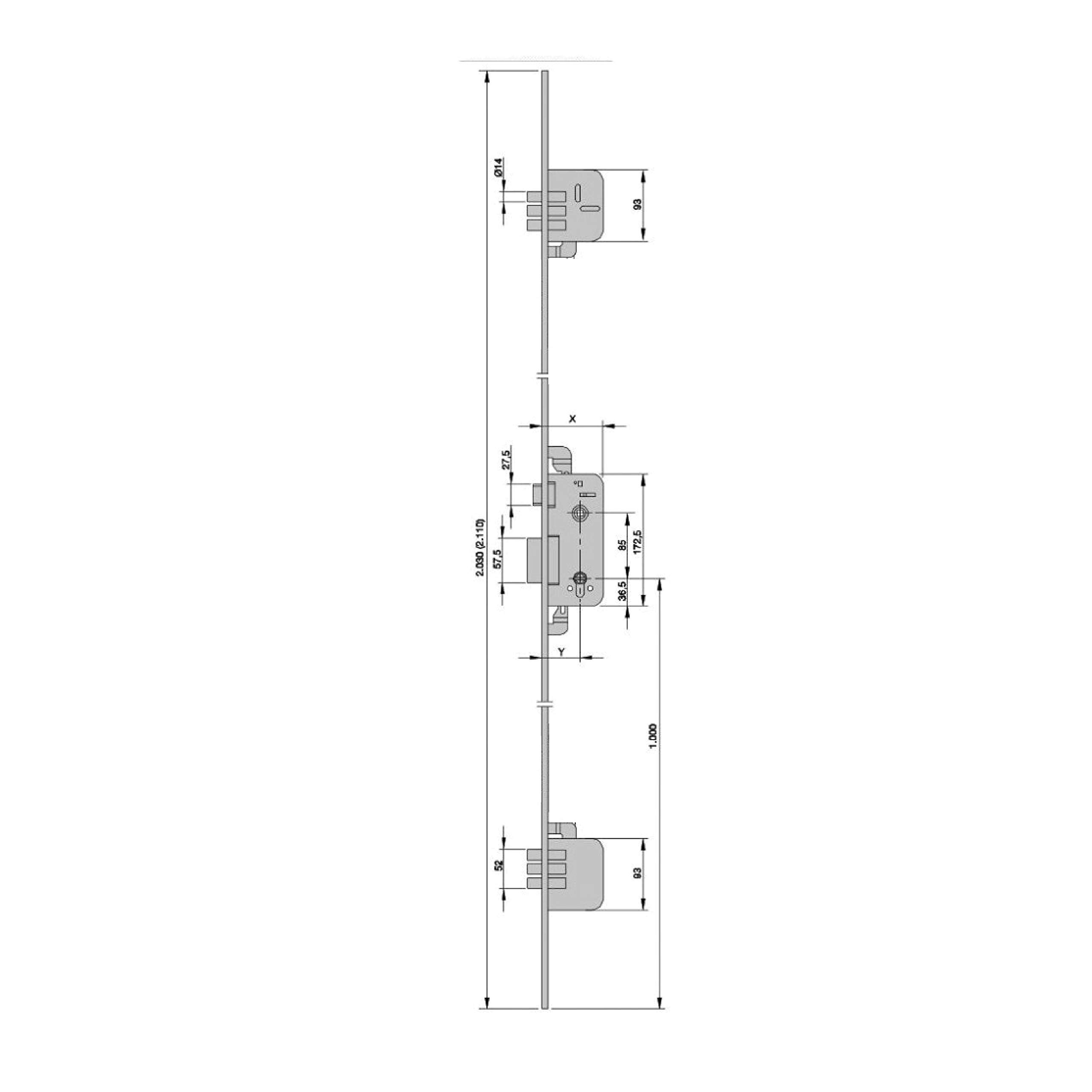 Yale-azbe 8922 - Cerradura seguridad -80 cilindrico hs6 largo 40 aluminio