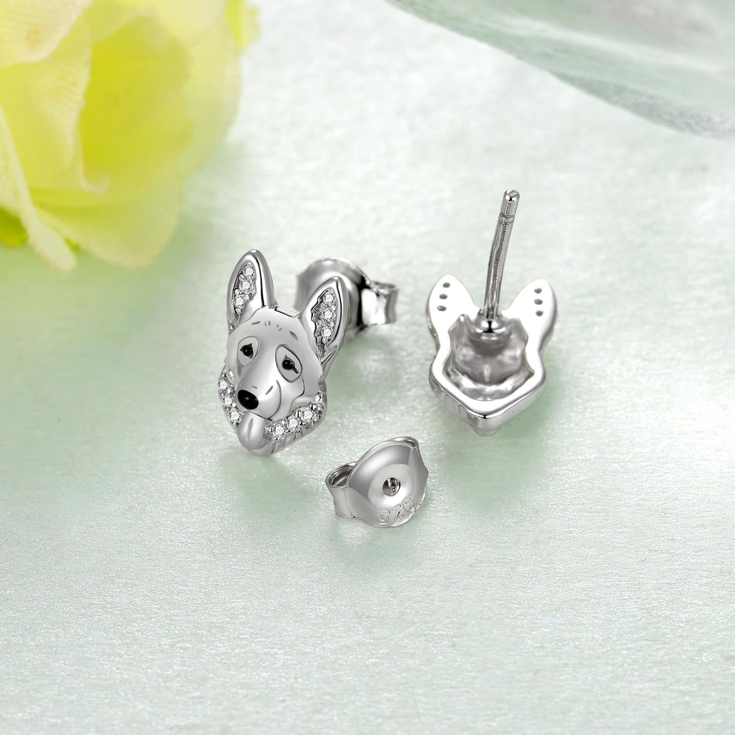 German Shepherd Earrings/Dachshund Earrings/Yorkie Earrings/Schnauzer Earrings 925 Sterling Silver Dog Jewelry Animal Stud Earring Birthday Gift for Women Dog Lover
