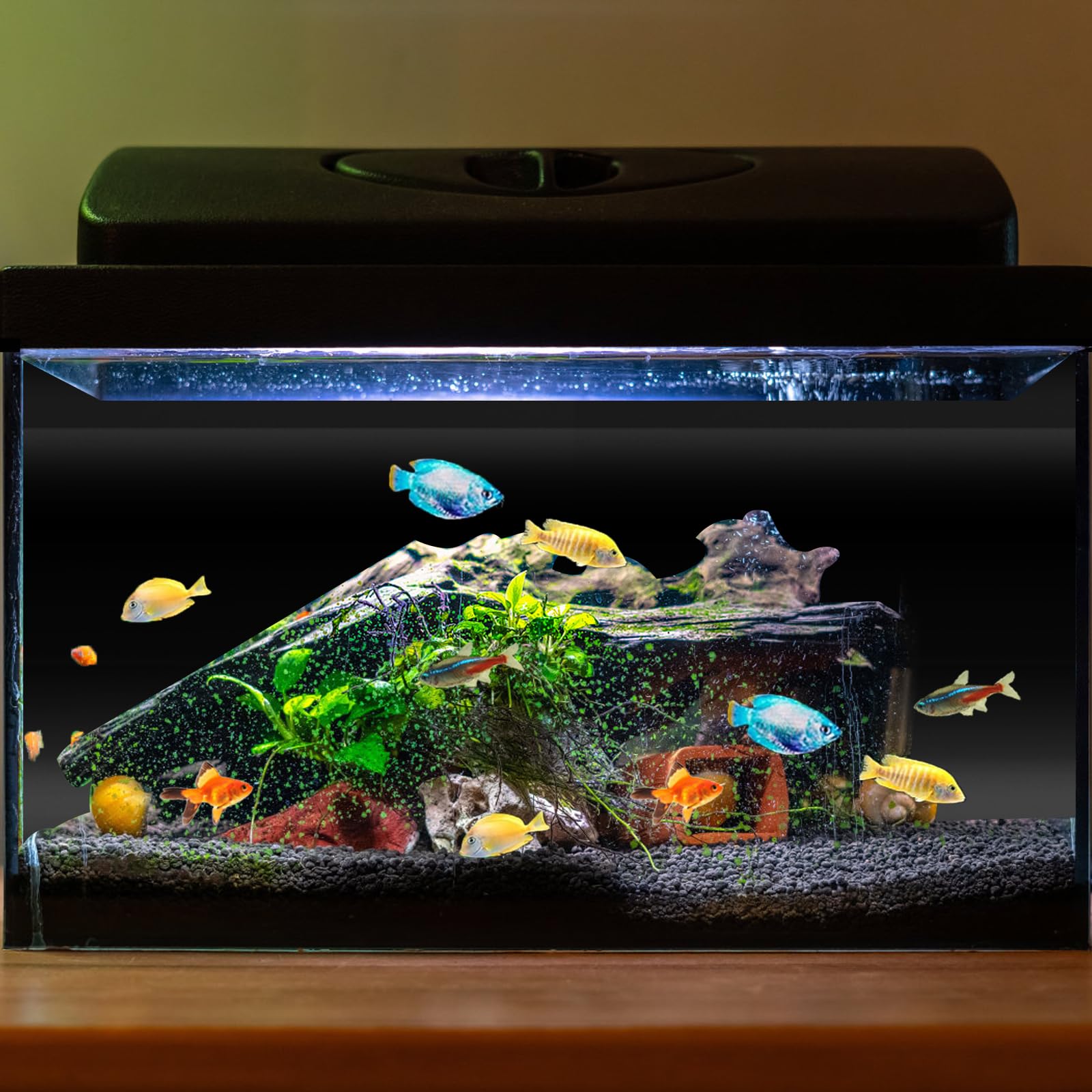 Adesivo Statico Sfondo Acquario 40x400 cm Pellicola per Parete Posteriore dell' Acquario Nera con Adesivo Pellicola Autoadesiva per Acquario Pellicola di Sfondo Acquari per Terrari(Nero)