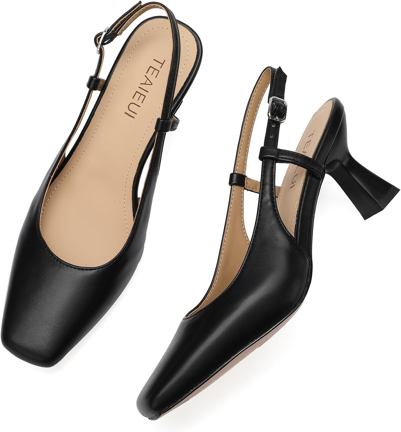 Women’s Slingback Heels Pumps Closed Toe 2.5 Inch Low Kitten Heel Dress Shoes with Adjustable Ankle Strap for Work Office Wedding Evening - Image 5