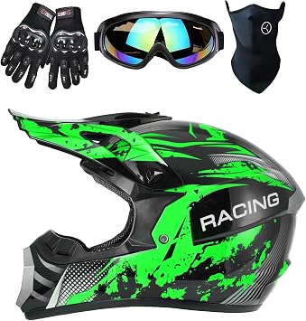 Youth Kids Dirt Bike Helmet, Camo ATV BMX Motocross 4-Wheeler Street Bike Offroad Motorcycle Casco Combo Gloves Goggles Mask, DOT Certified