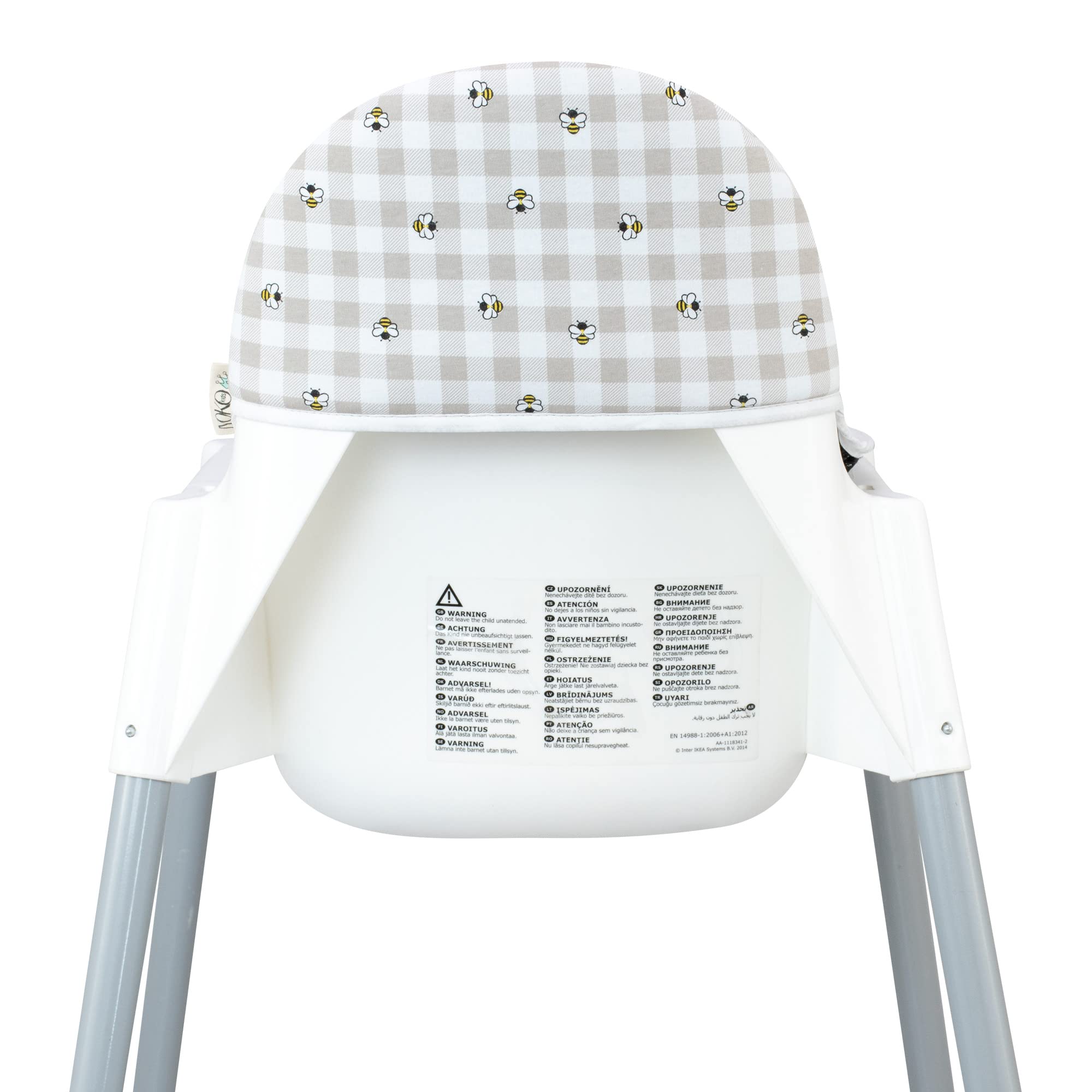 JYOKO KIDS Colchoneta para trona antilop compatible con Ikea, 100% Algodón (PICNIC VICHY)