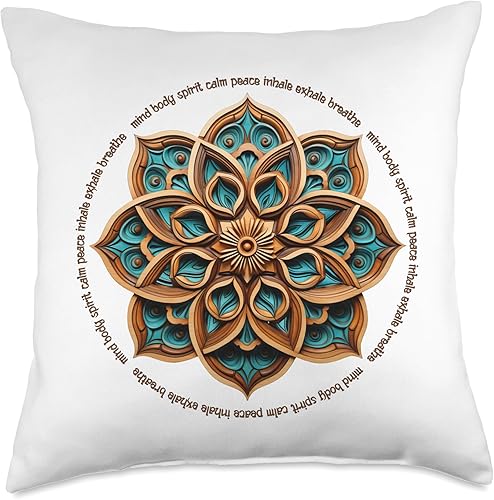 Miniatura 4 de Mandala #313-Mind-Body-Spirit Yoga Art Throw Pillow, 16x16, Multicolor