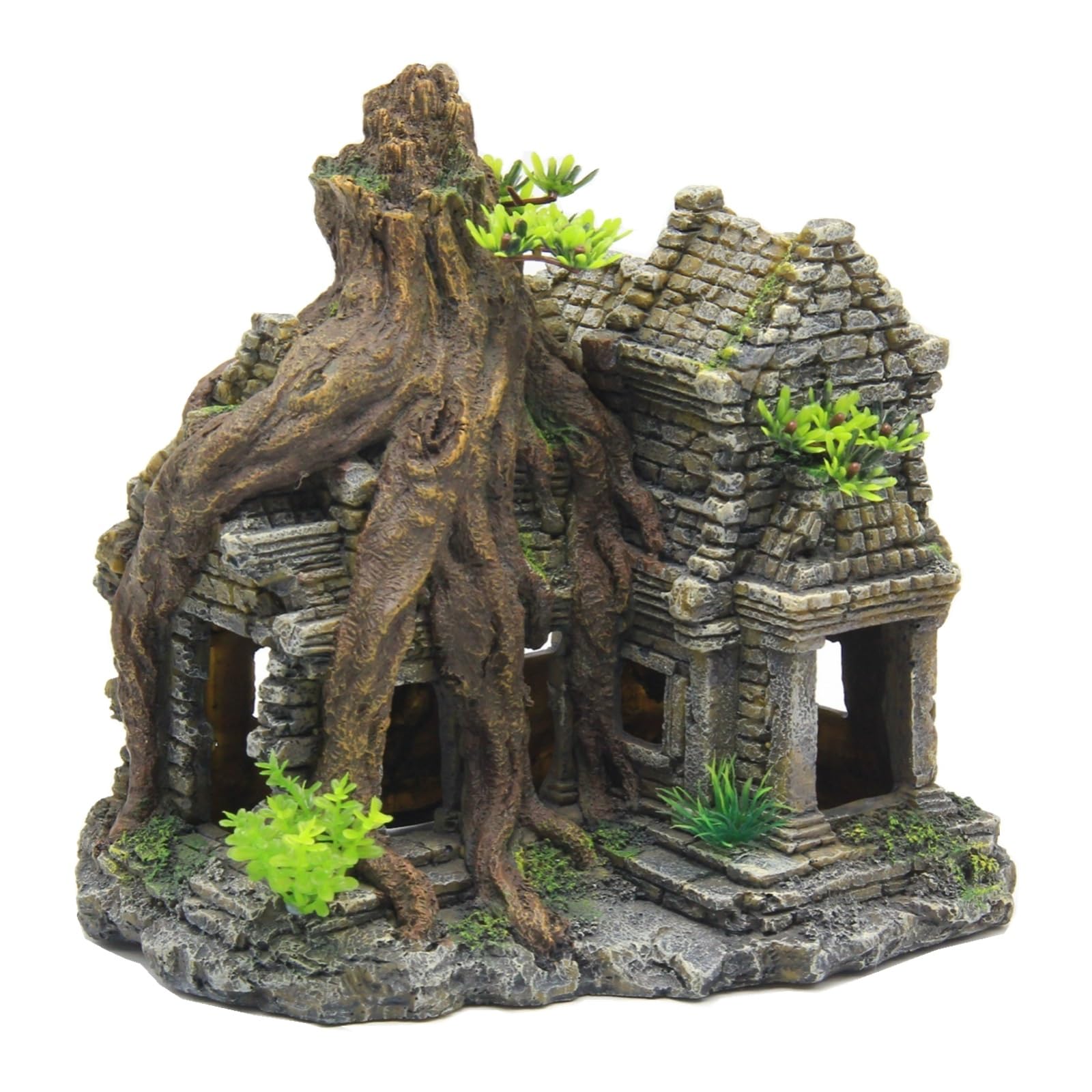 Decorazione Dell'acquario Creativo Acquario Arbusto Castello Pesce Gamberetti Nascondiglio Foro Ornamento Artigianale in Resina Naturale Accessori Dell'acquario