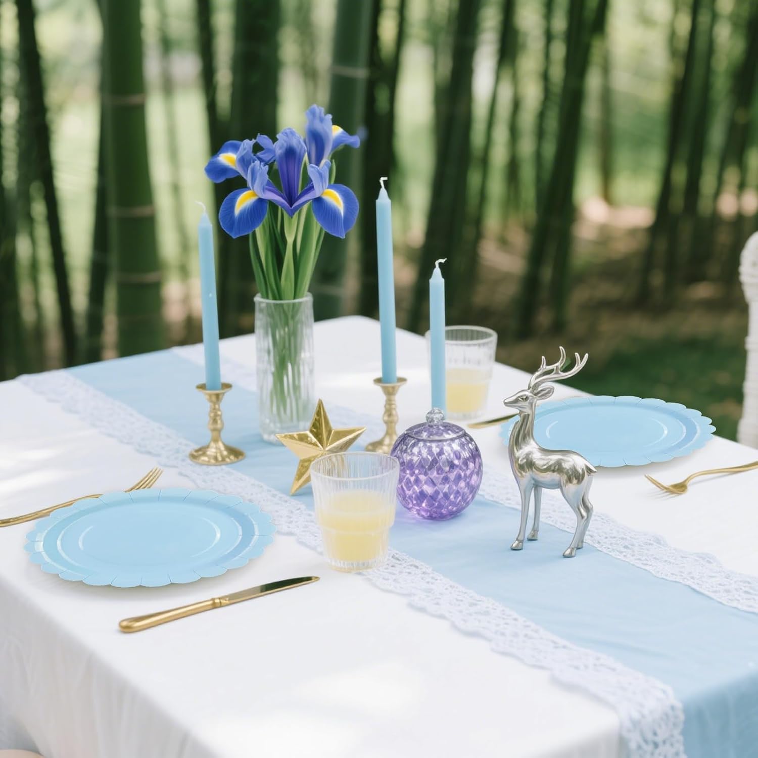 50 Pcs Blue Paper Plates 9 Inch, Scalloped Paper Plates Disposable Cake Dessert Dinner Plate for Birthday Baby Shower Wedding Party Decorative Supplies (Blue, 9 INCH) - Image 5