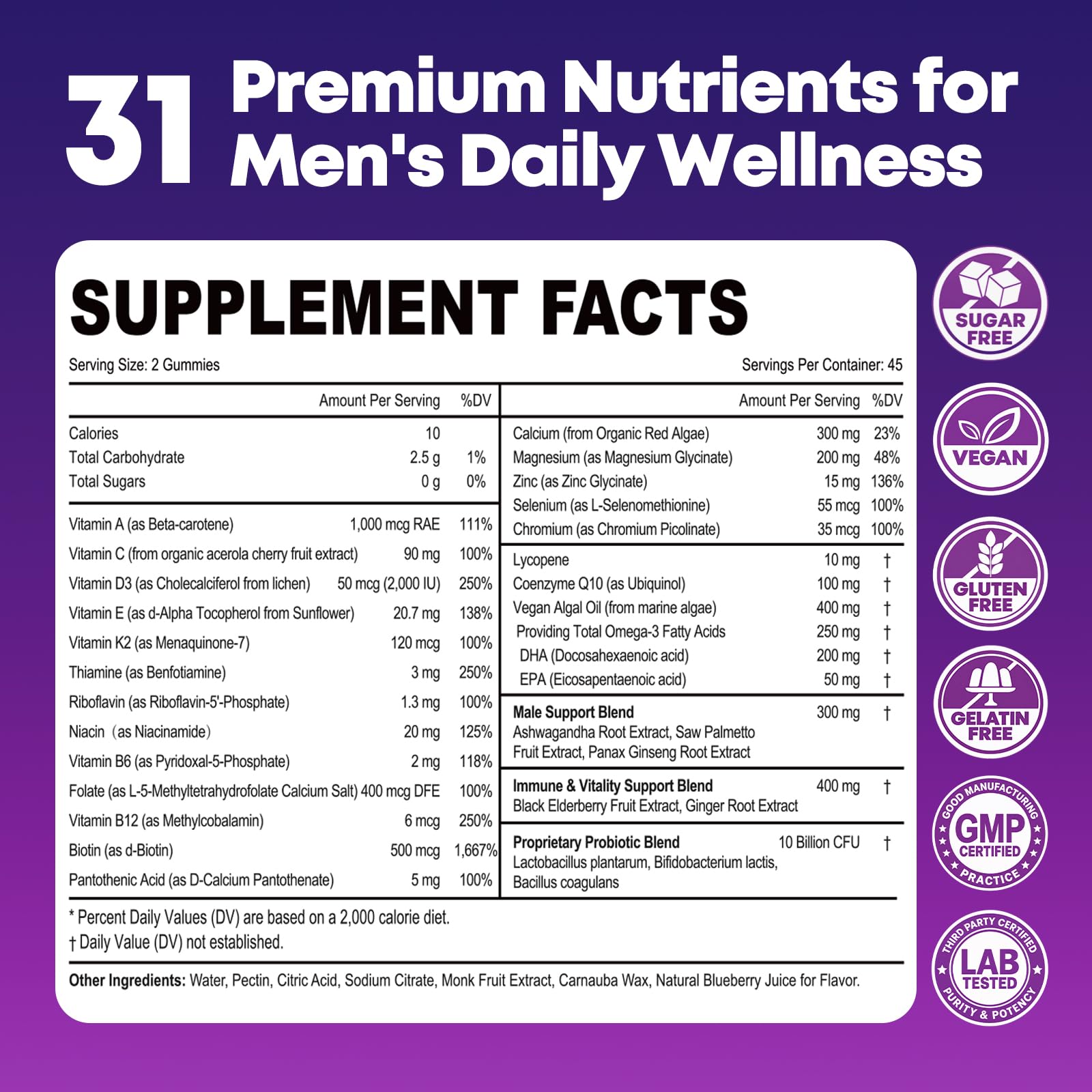 Mens Multivitamins Gummies with Omega-3, CoQ10 & Probiotics, 90 Count — Amazon image 8