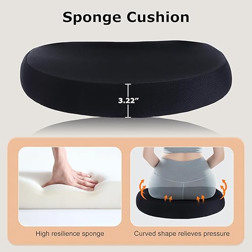 Miniatura 5 de Paquete de 2 sillas de oficina ergonómicas de escritorio, altura ajustable con ruedas, soporte lumbar de malla giratoria para computadora, silla de