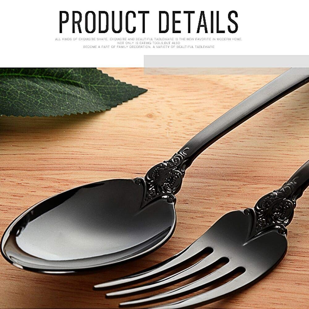 Set de Cubiertos de acero inoxidable 18/10 negro, Estilo Vintage, acabado pulido brillante, para Cocina, Restaurante, Fiesta, Juego de 13, Un juego completo de cubertería