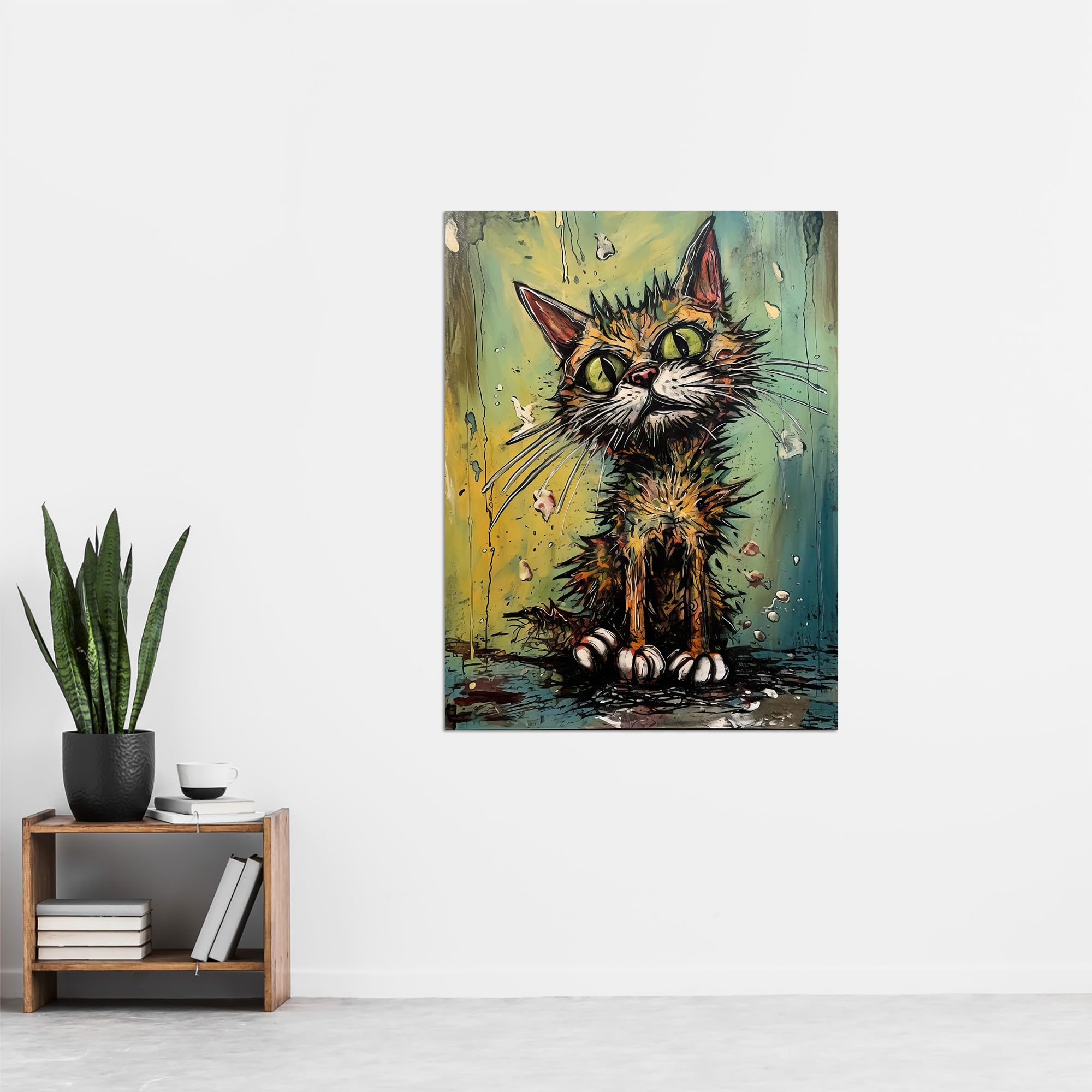 Artery8 Alley Cat Stray Scruffy Moggie Painting By Tom Jones Extra Large XL Wall Art Poster Print, Unframed 24X32", 81L x 61W cm - Image 4