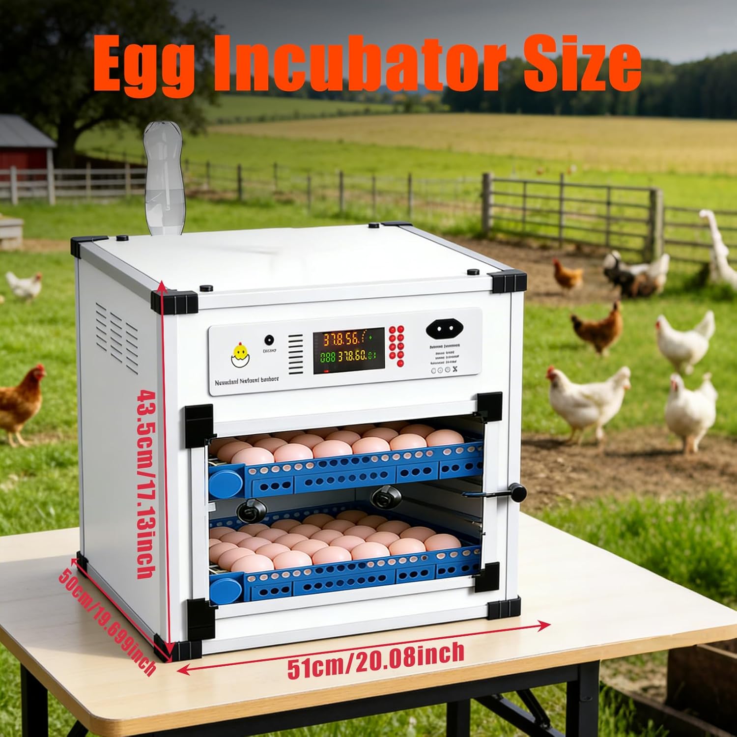 136 Eggs Automatic Egg Incubator with Auto Turner, Digital Temperature Humidity Control & Water Refill, Incubators for Hatching Eggs for Chicken Duck Goose Pigeon Eggs