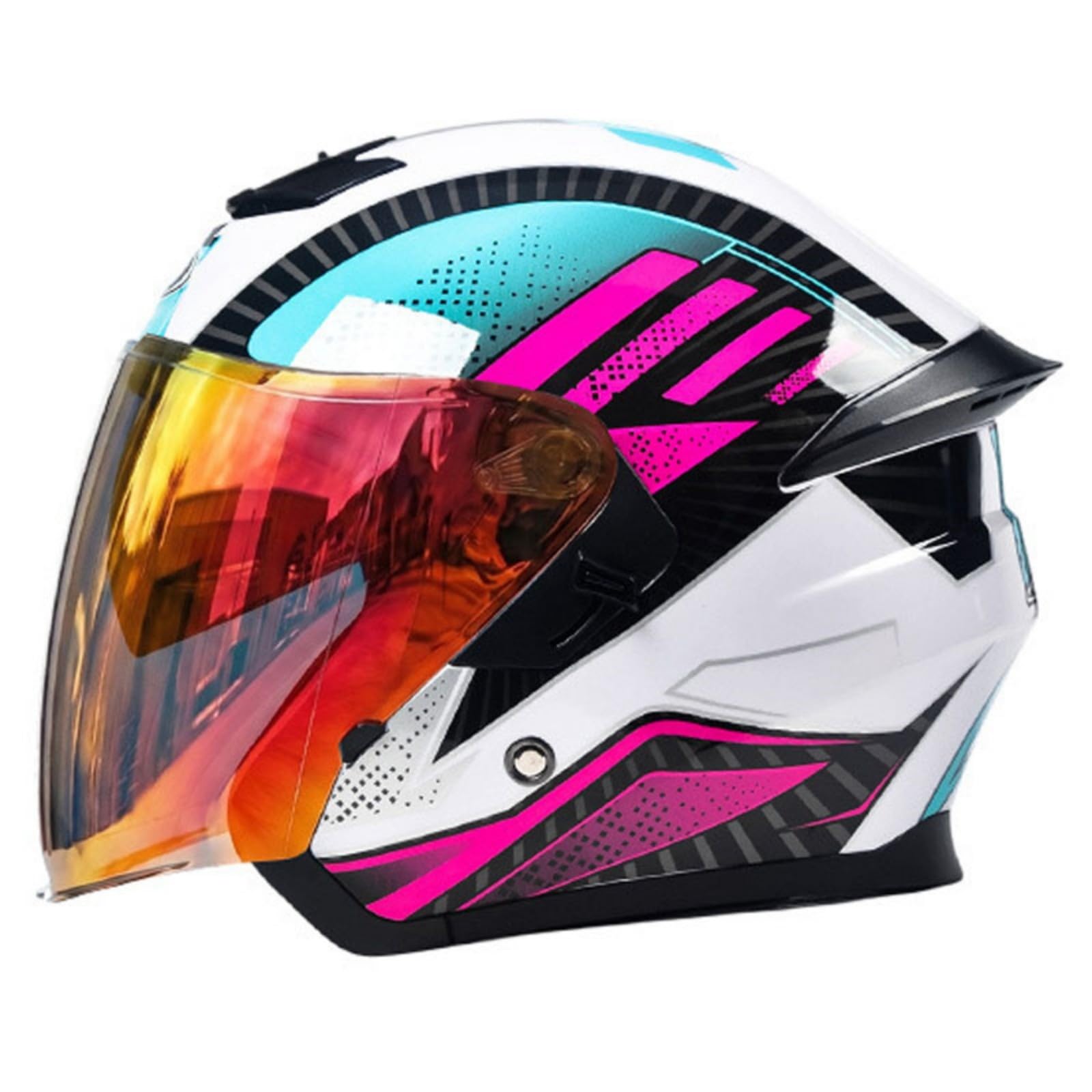 Casque Jet Moto Demi-Jet Avec Visière Solaire Homologué ECE 22.06, Casque Scooter Tendance Pour Hommes Et Femmes D,XXL/(63~64cm)