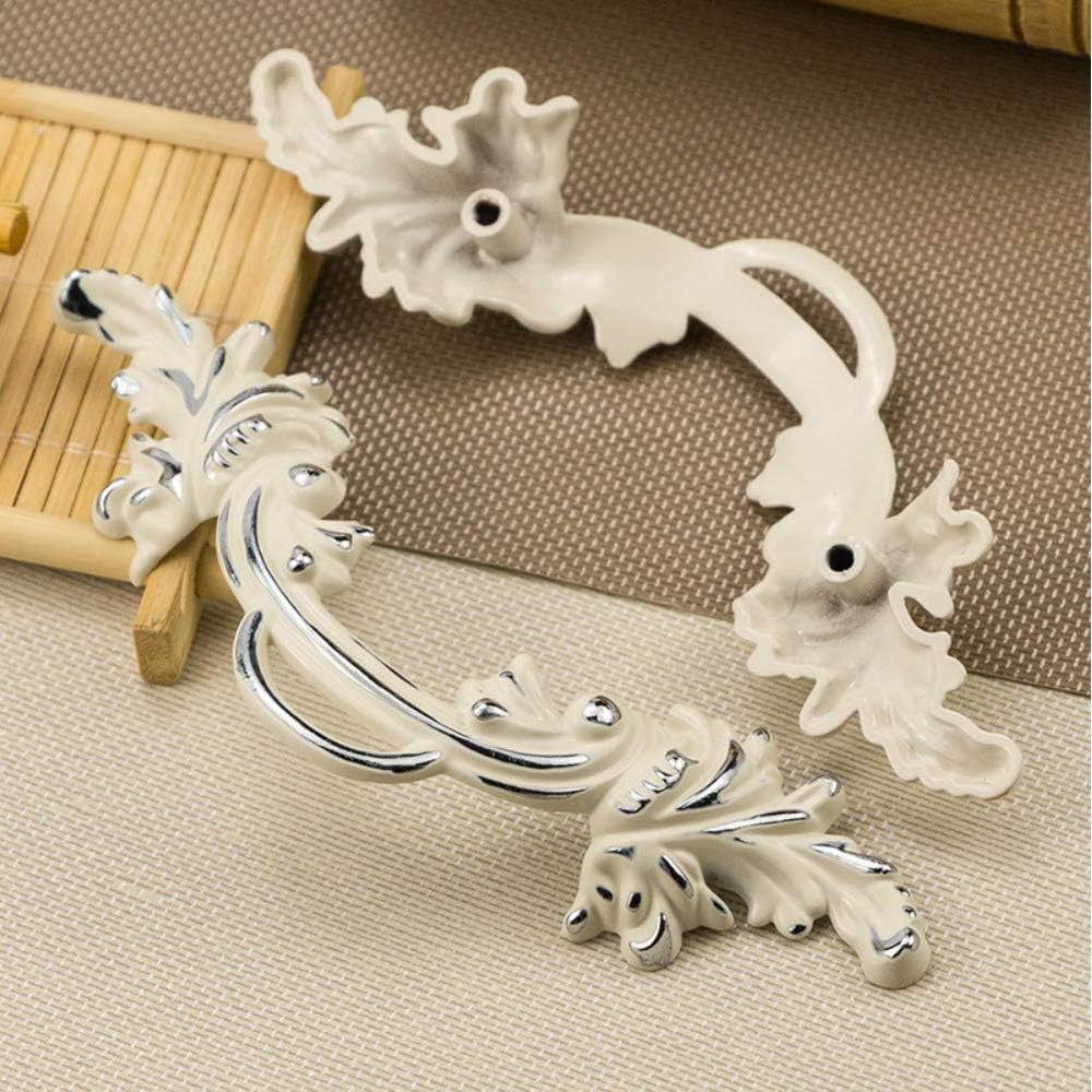 2.5" Hole Center Vintage Cabinet Knobs Shabby Chic Pull Handles European Style Antique Dresser Cream Ivory White Rustic Kitchen Cabinet Handle Furniture Hardwar (10)
