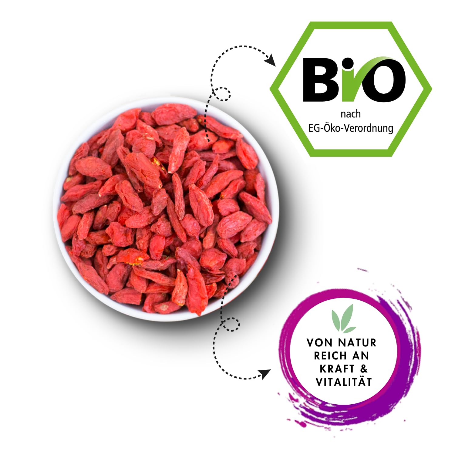 1001 Frucht - Bio Goji Beeren 5kg aus Tibet, Extra Groß, Neue Ernte, Getrocknete, Hochwertige Superfood Beeren in Rohkost Qualität - Jeden Tag frisch verpackte Ware! Hand Made in Germany!