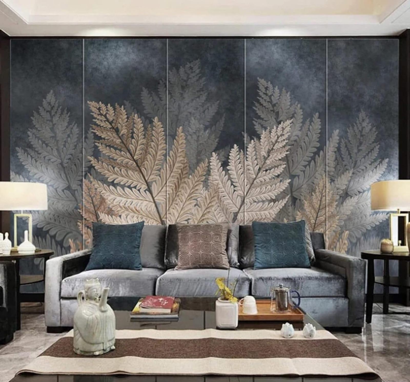 XLMING Vintage Hand Drawn Art Plants Leaves 3D Wallpaper Luxury Home Dining Decor Paste Sofa Living Room The Wall for Bedroom Mural-300cm×210cm