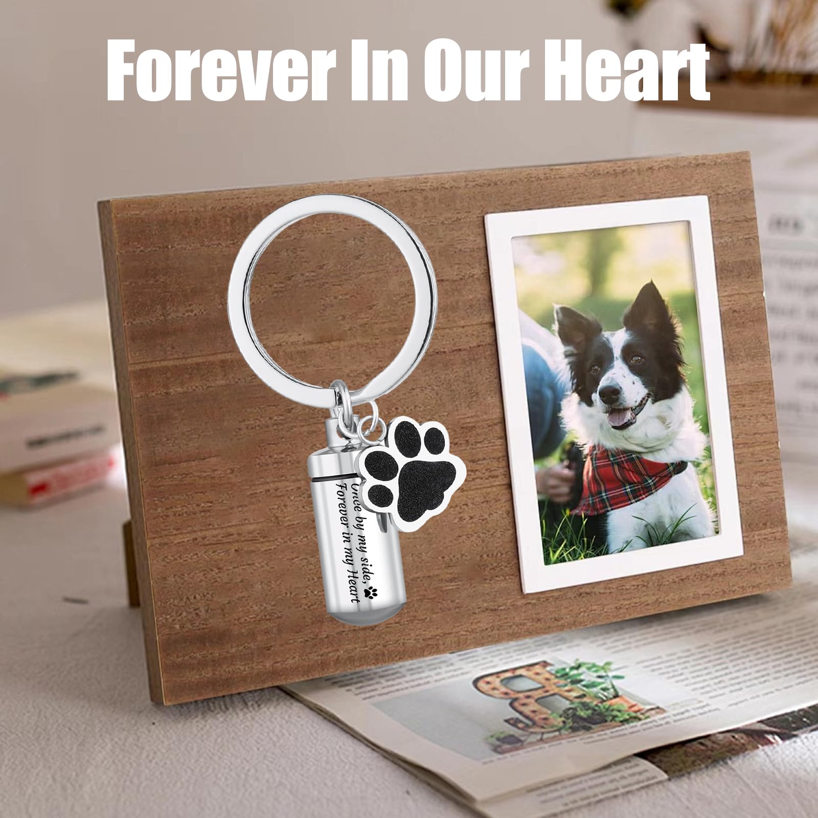 Gioielli Cremazione Animali Domestici,Ceneri Ciondolo Stampa Zampa Animali Domestici Portachiavi Cenere,Urna Forma Cuore Gioielli Commemorativ per Ceneri di Animali Domestici Cane Gatto