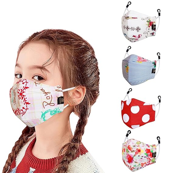 Cenwell Boy's and Girl's Cotton Cute Designer Reusable Washable Breathable Face Mask with Adjustable Earloops Without Valve (Multicolour)