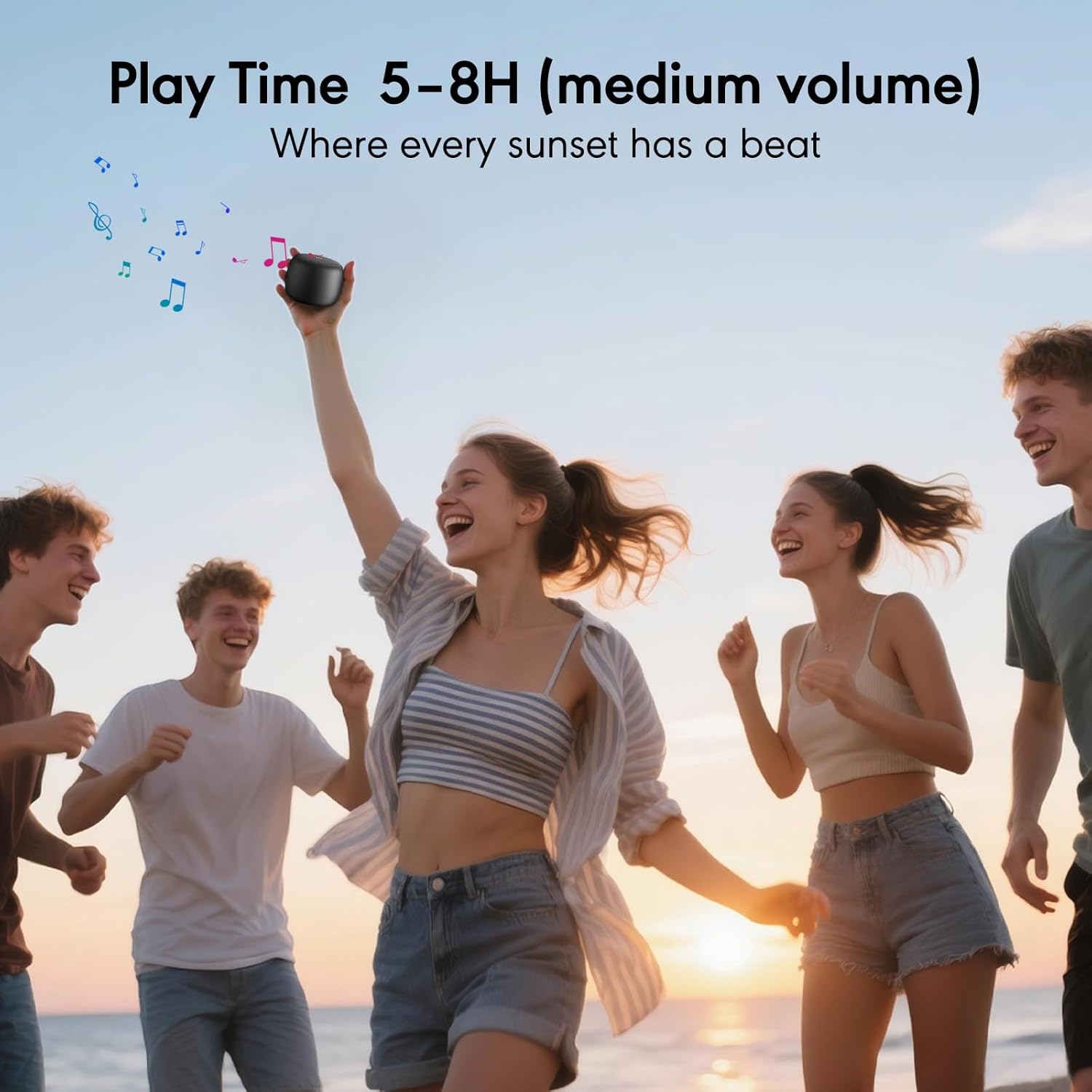 Portable Bluetooth Speaker, Ultra Compact with Bluetooth 5.4 & TF Card Slot | 10H Playtime, TWS Stereo, Hands-Free Calling, Perfect Wireless Mini Speaker for Travel, Outdoor, Gifts