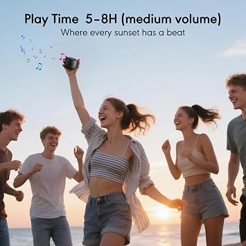 Portable Bluetooth Speaker, Ultra Compact with Bluetooth 5.4 & TF Card Slot | 10H Playtime, TWS Stereo, Hands-Free Calling, Perfect Wireless Mini Speaker for Travel, Outdoor, Gifts