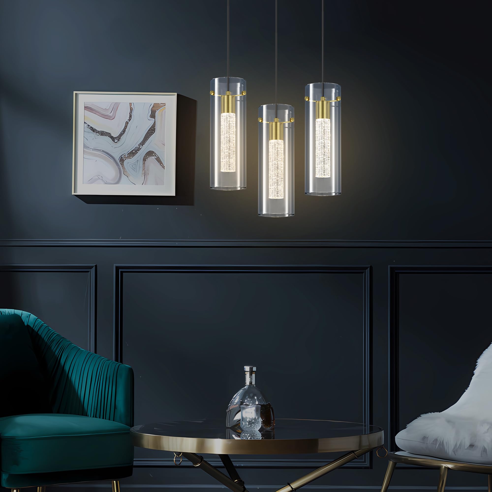 Snapklik.com : Pendant Lights Kitchen Island 3 Pack Gold Ceiling ...