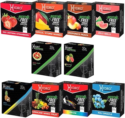 Melazas Hydro de hierbas para hookah 100 sin tabaco y nicotina de calidad superior en un lote de 6 unidades