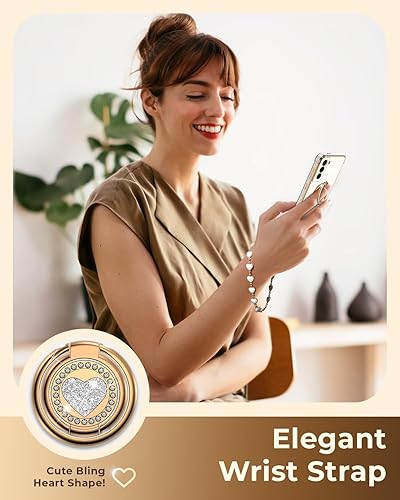 Miniatura 10 de XYZ Funda para Galaxy S22 con soporte, funda Samsung S22 con doble anillo, funda protectora de lujo para mujeres y niñas con corazón para Samsung