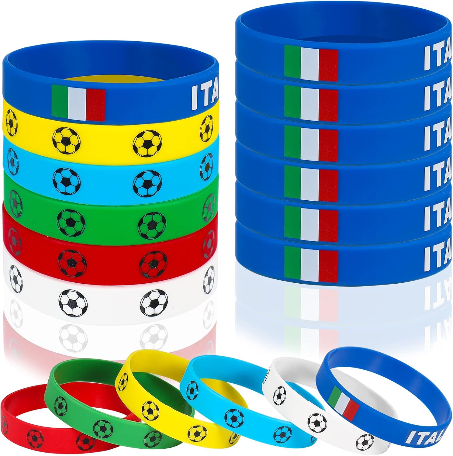 Fuyamp 20Pcs Italy Flag Silicone Bracelet 2022 Football Wristband Bracelet for Soccer Fans Supporters Fashion Sports Wrist Strap Souvenir Gift : Everything Else