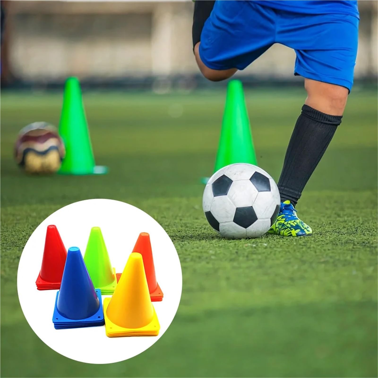 Plastikowe stożki 10 szt. 18CM Bariera drogowa Szyszki treningowe Markery sprężynowe do sportów piłkarskich i gier halowych na świeżym powietrzu(Green)