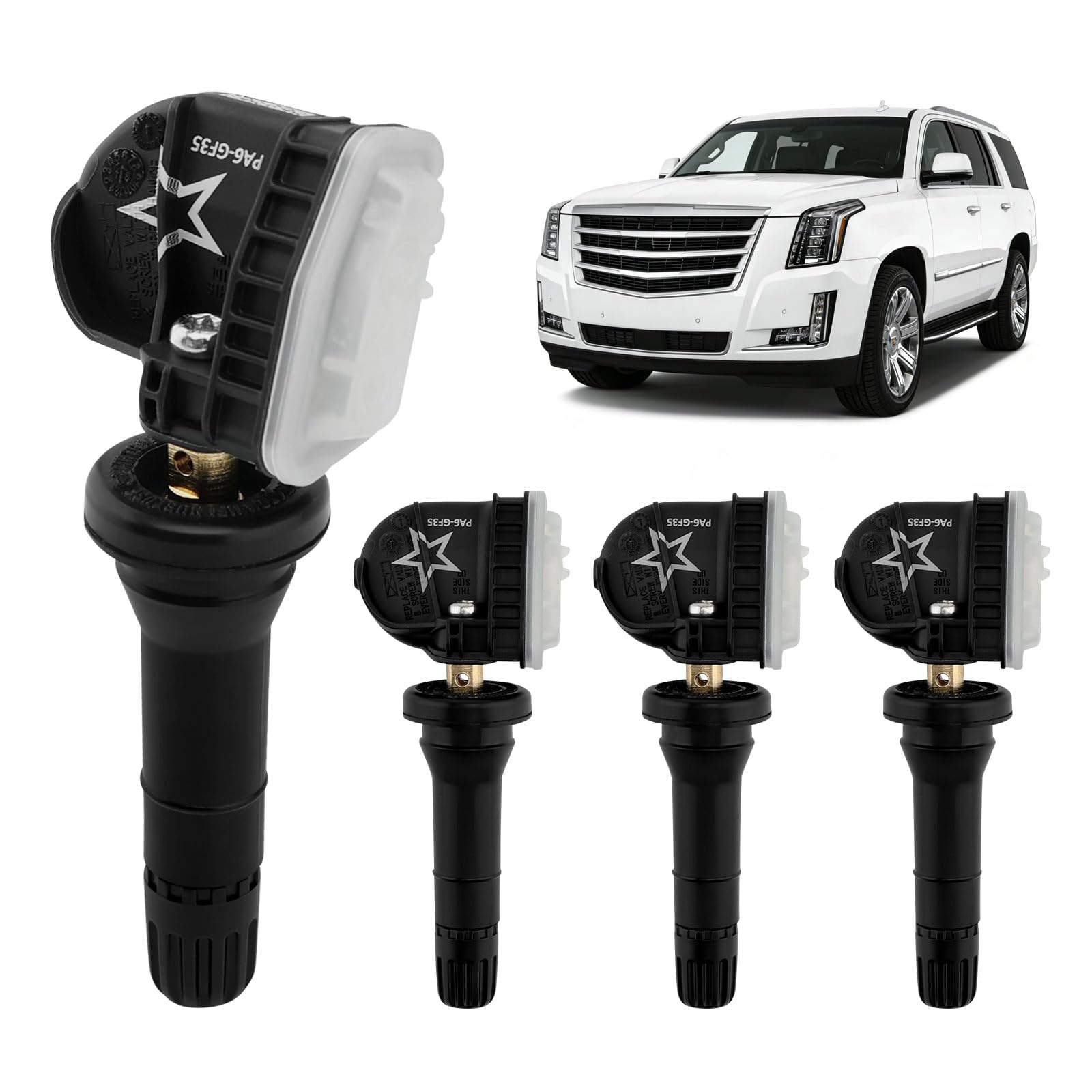HQPASFY Tire Pressure Sensor TPMS, Compatible with Cadillac Escalade/Silverado/Express, Chevy Suburban/Tahoe, GMC Yukon, Buick Lacrosse & More, Replaces# 13598771 13598772 (4PCS)