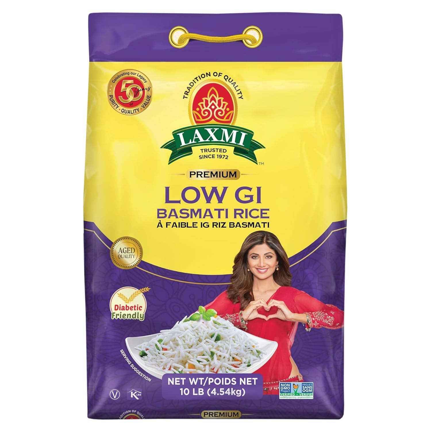 Laxmi Diabetic Friendly Basmati Rice with Lower G.I. Index Value, 10 Pounds - SET OF 2