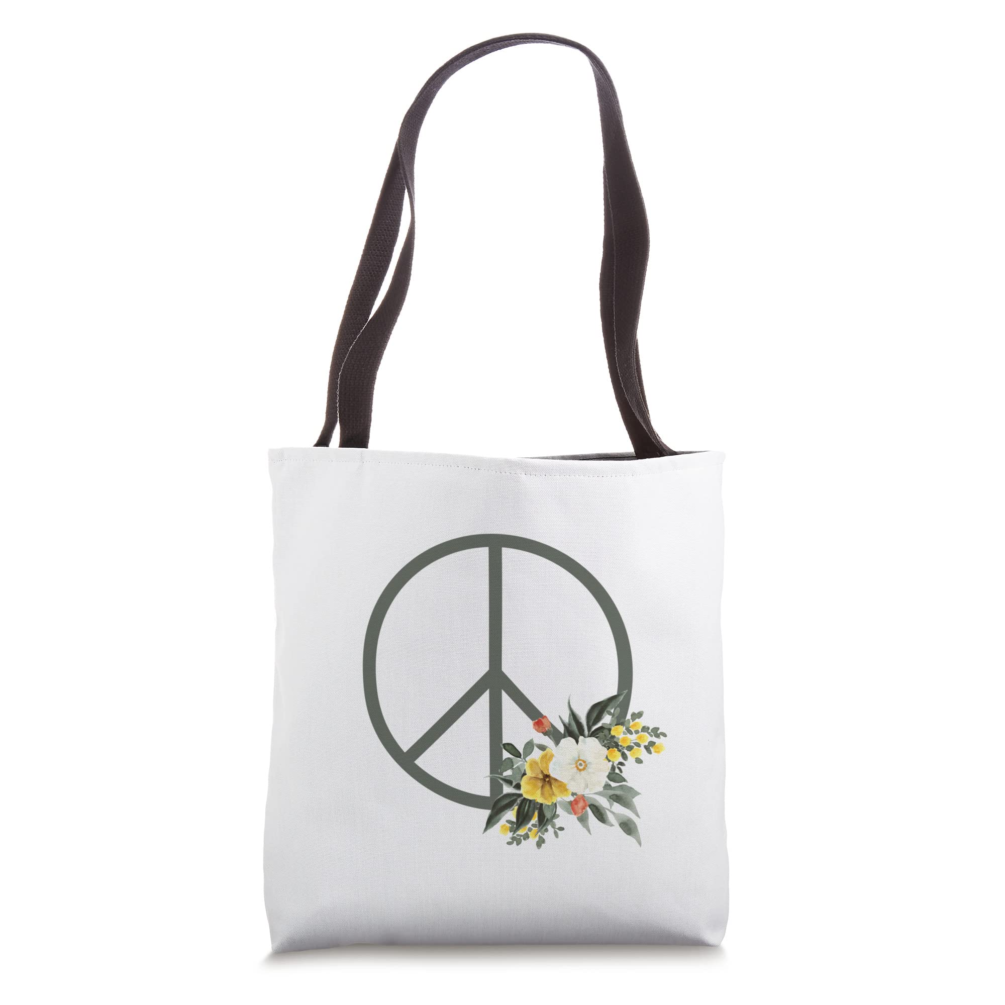 Peace Sign with Flowers Tote Bag