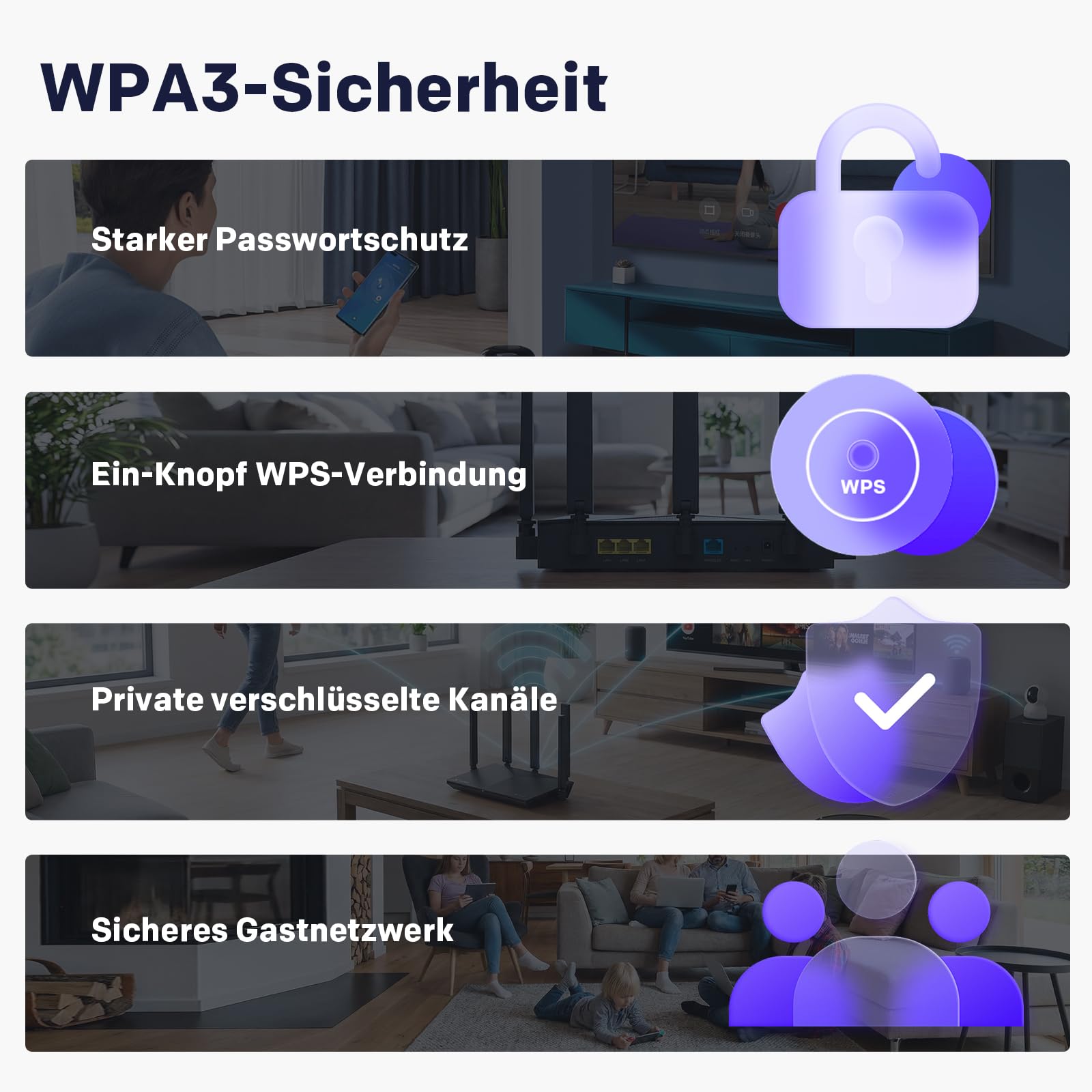 STRONG BE3600 Dual-Band Wi-Fi 7 Router, bis zu 3,6 Gbit/s, MLO Unterstützung, Internet WLAN Router, 2,5G WAN & Gigabit LAN, 5× Externe Antennen, App-Steuerung, Kindersicherung, WPA3, TWT, IPv6