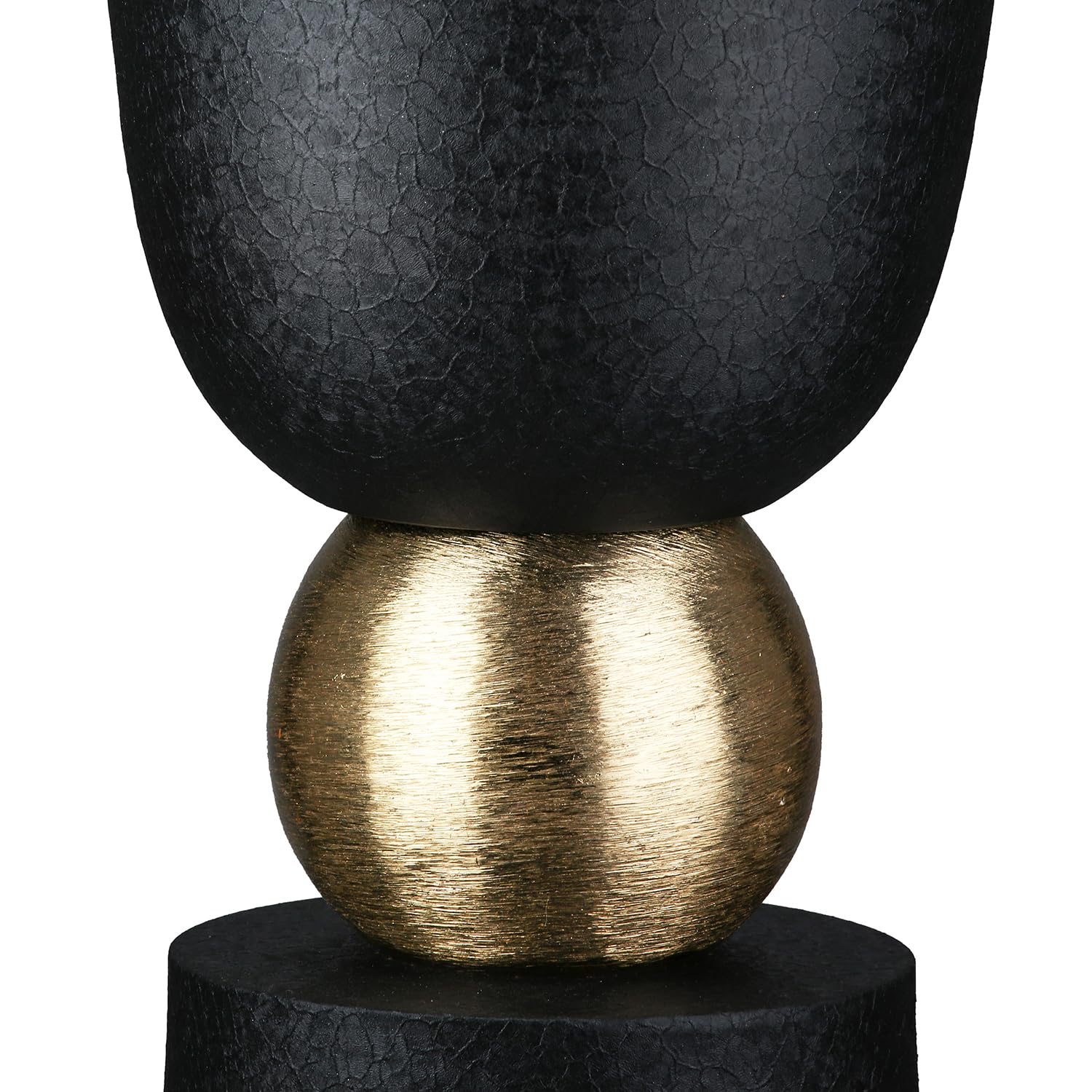 Casablanca Vase Nama - Aluminium - schwarz Craqueliert - Konisch - Höhe 40cm x Ø 17cm